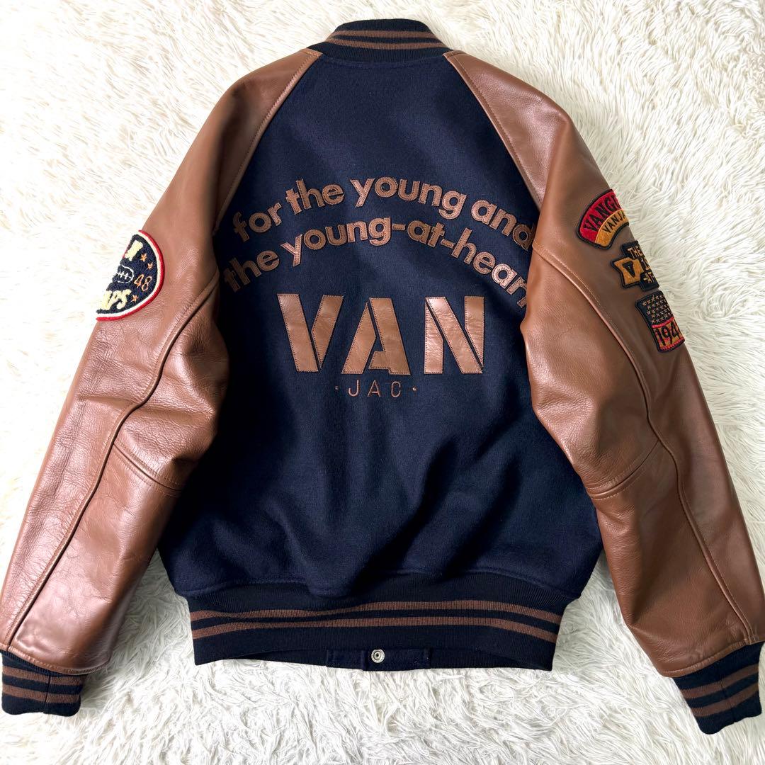 激レア】VAN JACKET スタジャン 紺×茶 袖レザー L - メルカリ