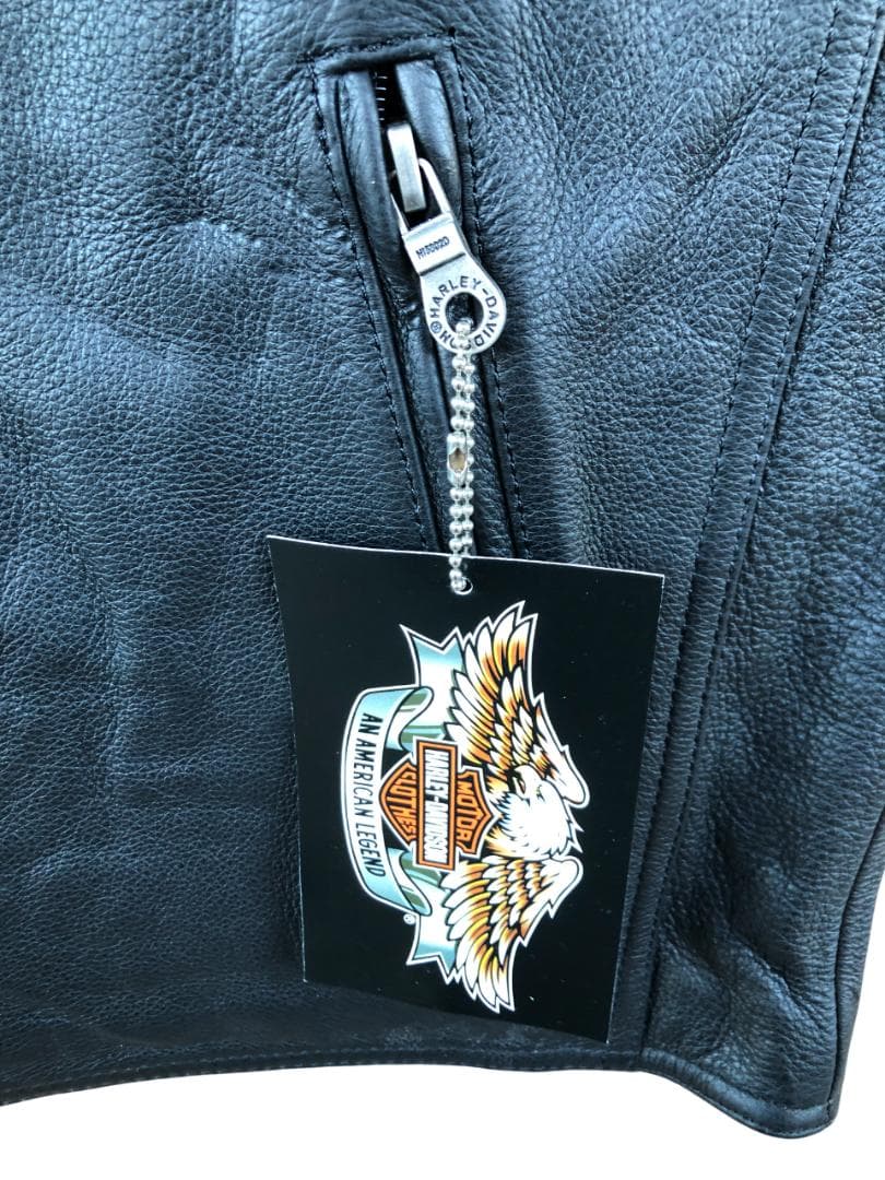 在庫処分] 新品 Harley-Davidson 本革ベスト ブラック/L バイクウェア