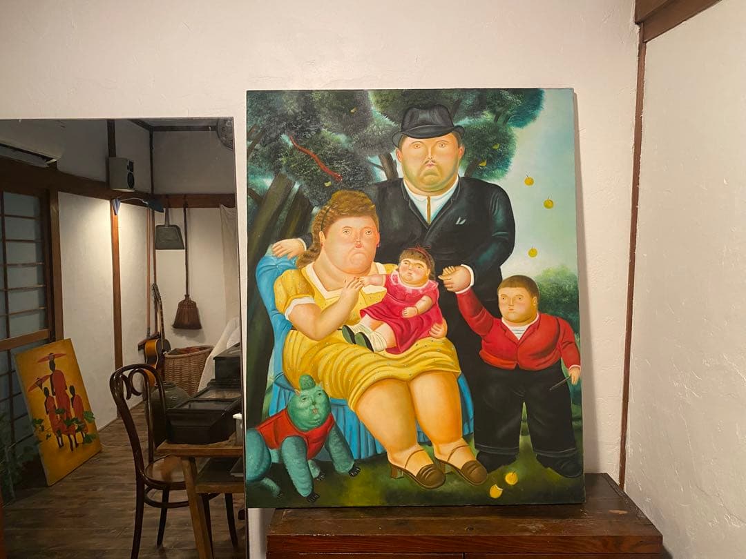 油彩画《Una familia》模写 80×64cm ボテロ風 インテリアアート