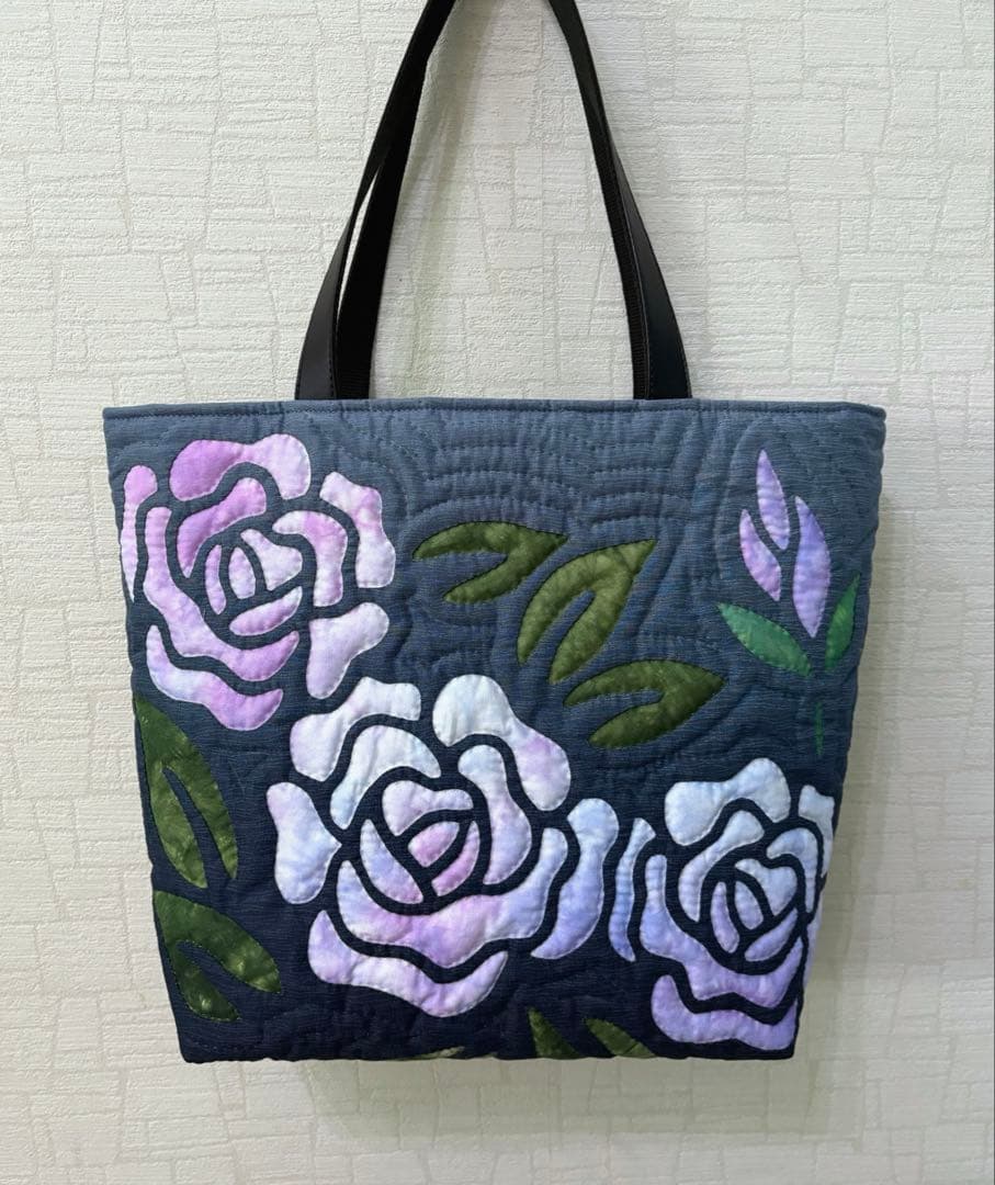 ハワイアンキルトトートバッグ グラデーション バラ♡