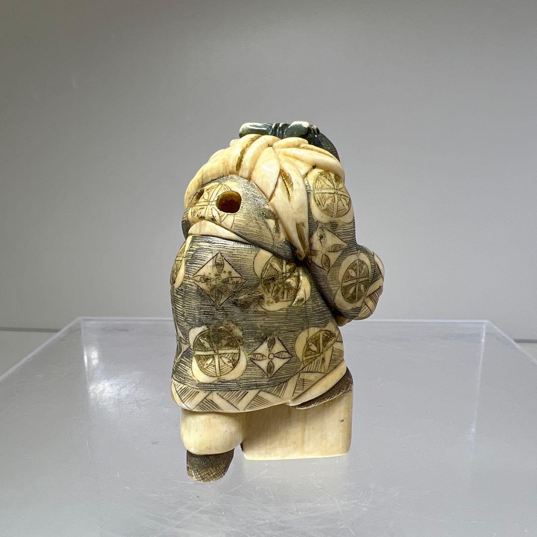 極上 人物に猿 根付34g 東里8-0108☆2F