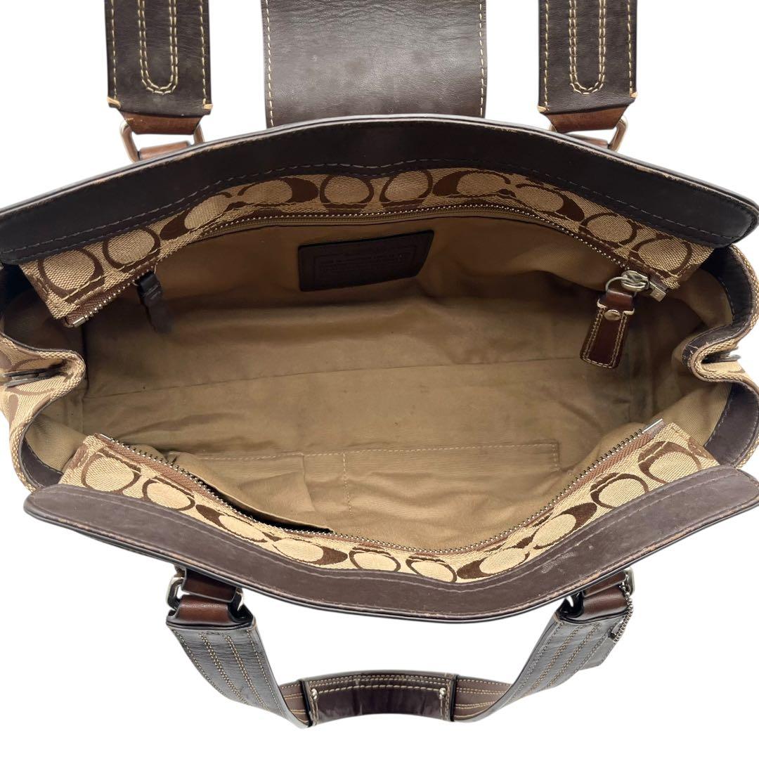 美品 シグネチャー ハンドバッグ レザー ブラウン 13975 コーチ 83