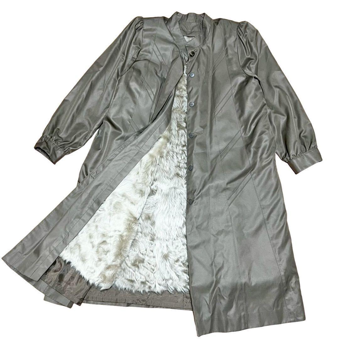 Kanebo ロングコート ベージュ リアルファー SILK100% 毛皮 - メルカリ