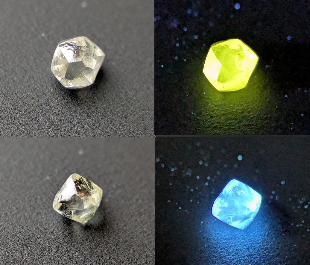 天然ダイヤモンド原石 蛍光4色セット 計0.376カラット ボツワナ産