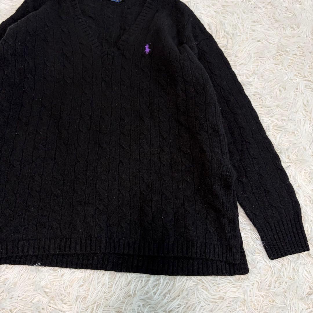 美品】ポロラルフローレン ケーブルニット カシミヤ混 Vネック