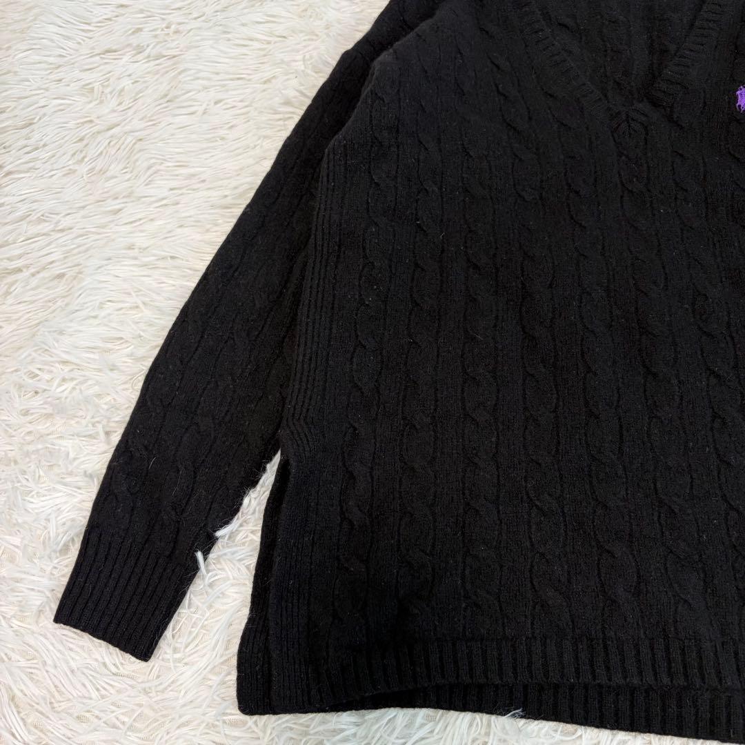 美品】ポロラルフローレン ケーブルニット カシミヤ混 Vネック