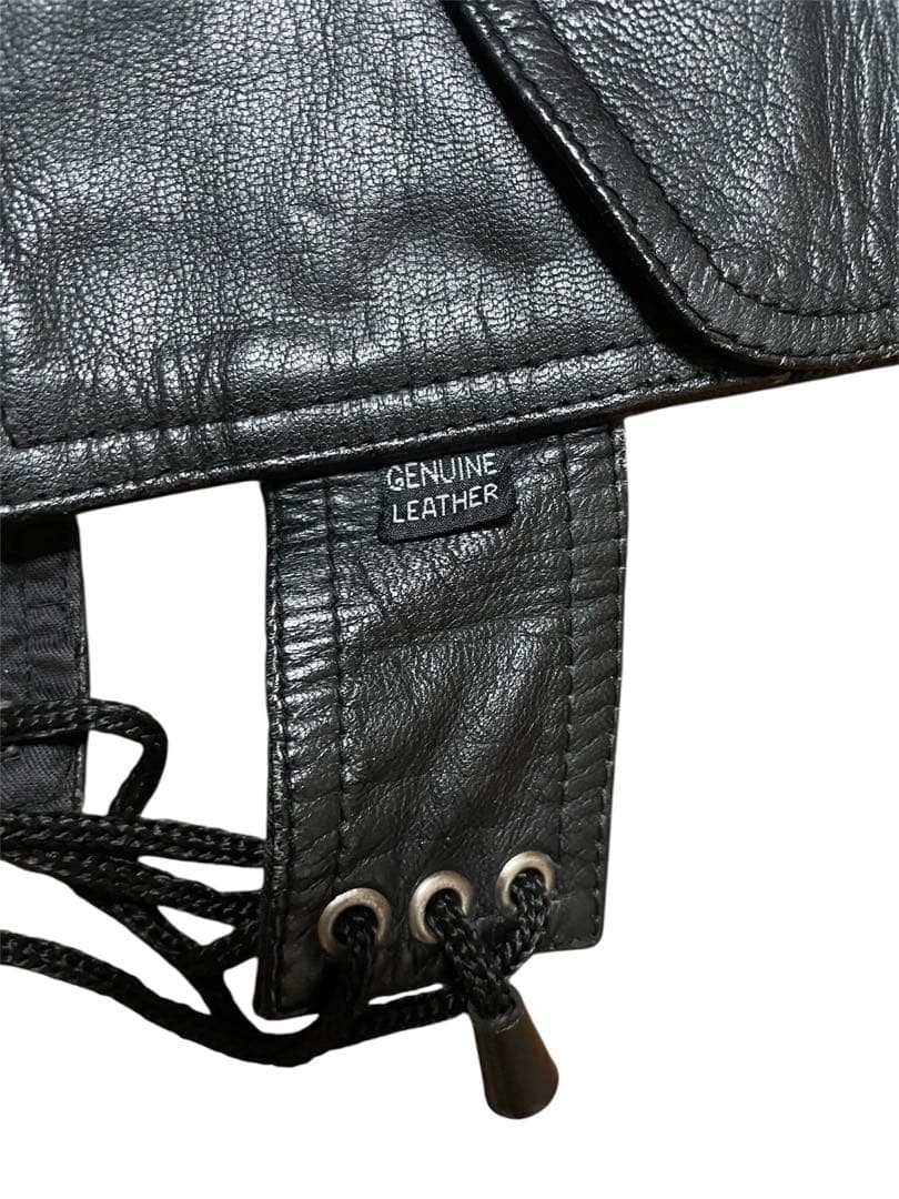 珍品】 vintage unknown レザーベスト ハーネス ジレ 4つポケ