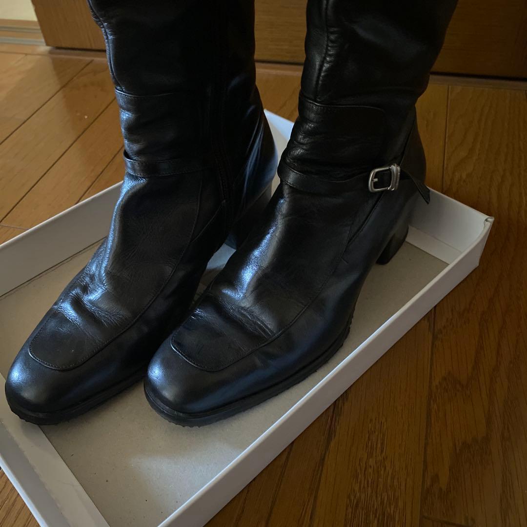 黒レザー ロングブーツ 36 1/2 バリー - メルカリ