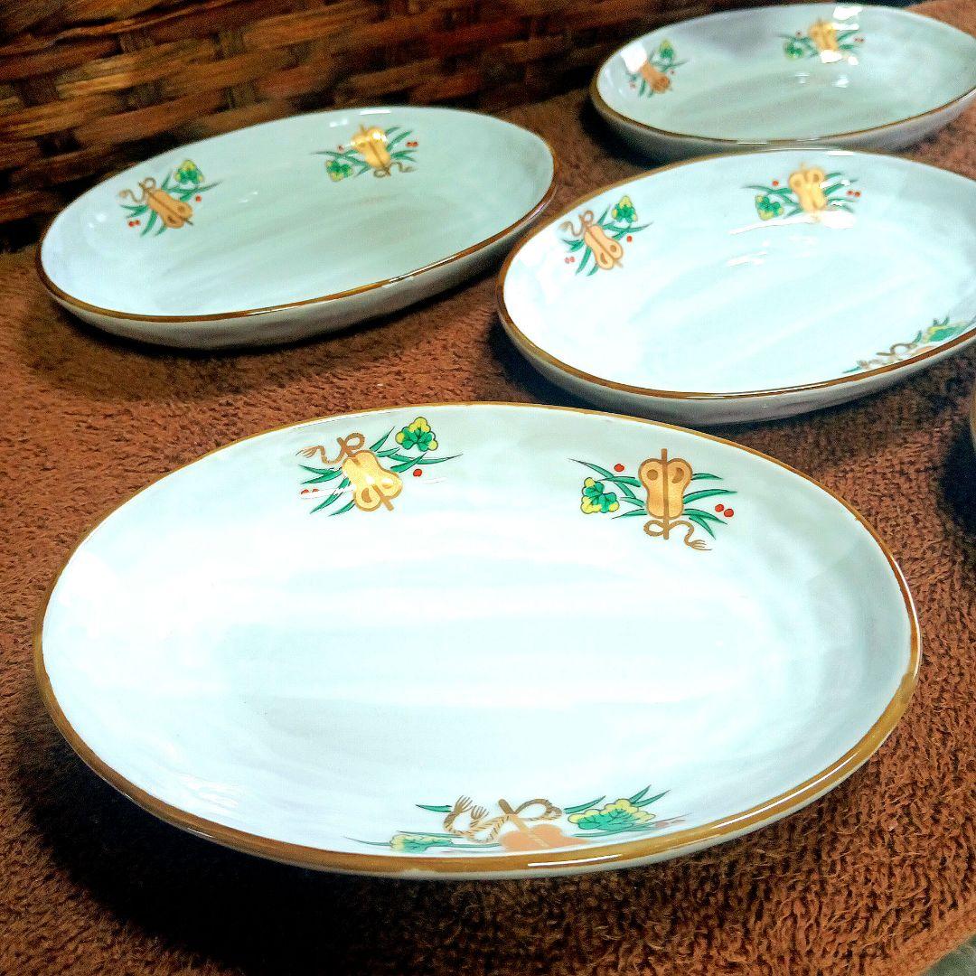 未使用品 有田焼 金彩 楕円形 絵皿／小皿 5枚セット - メルカリ