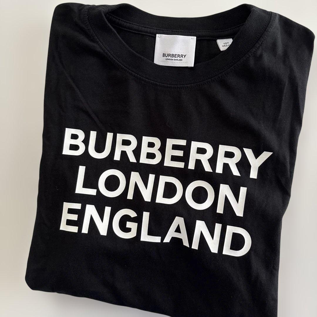 極美品　BURBERRY キッズ12Y(152cm) ロゴTシャツ ブラック Burberry バーバリー Tシャツ 半袖 クルーネック ロゴ キッズ