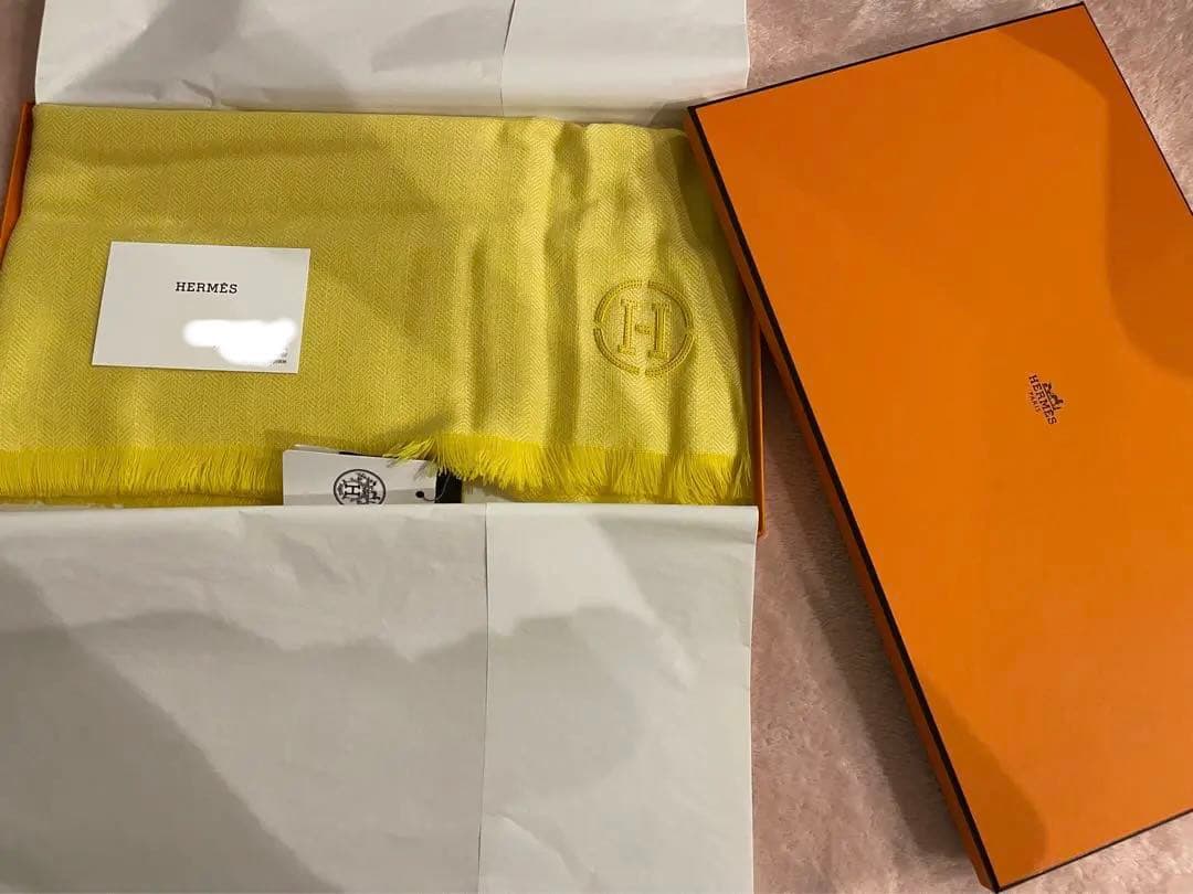 新品　エルメス　ストール　カシミヤ　イエロー　レザー刺繍　マフラー　スカーフ 楽天市場】エルメス マフラー イエローの通販