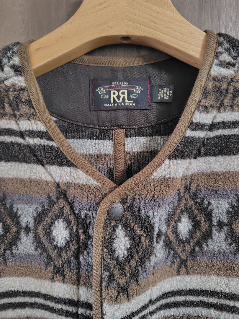 美品*RRL*ジャカード パイル フリース ベスト * S ダブルアールエル