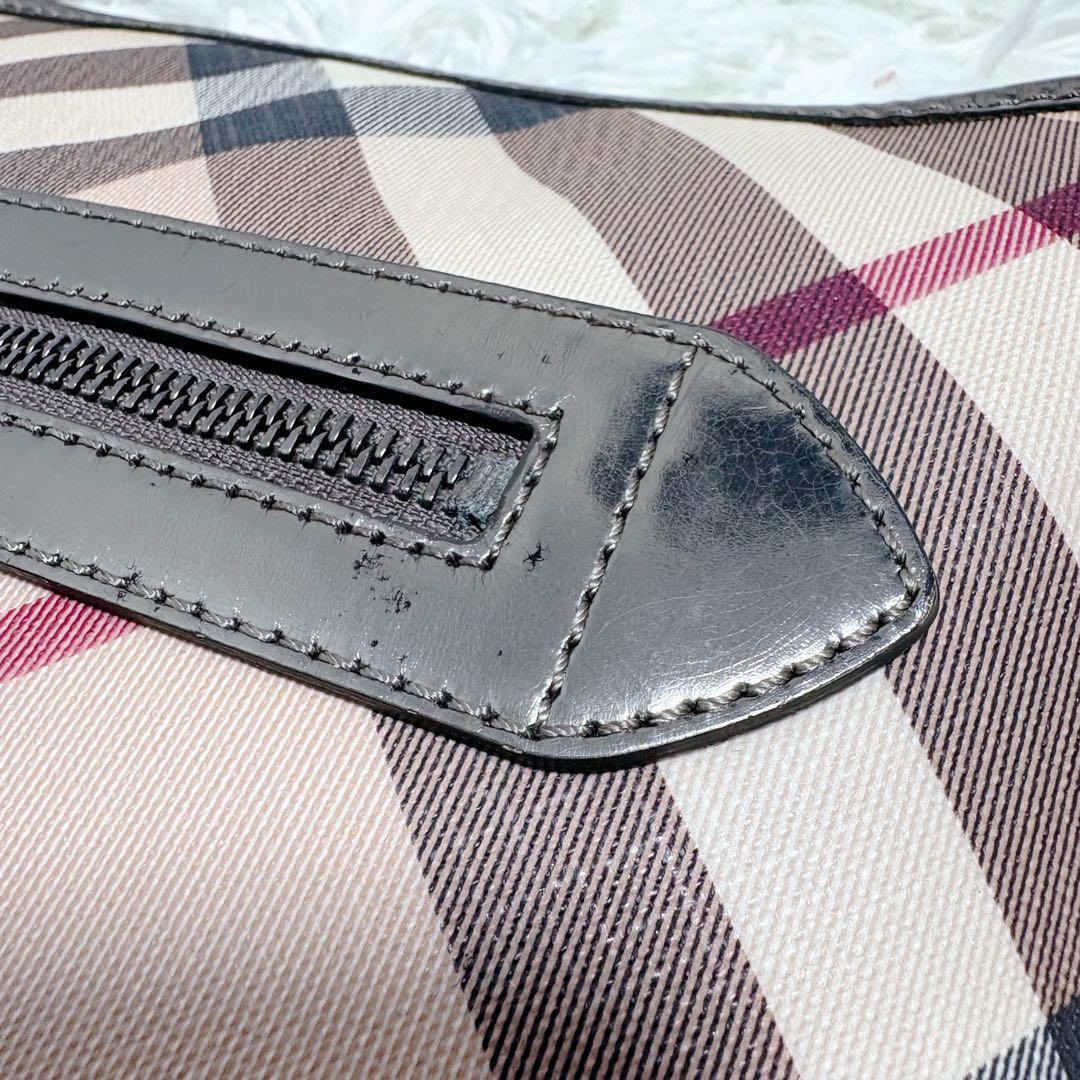 バーバリー ショルダーバッグ ノバチェック ベージュ レザー PVCメガ