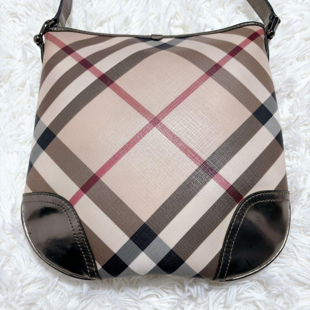 バーバリー ショルダーバッグ ノバチェック ベージュ レザー PVCメガ