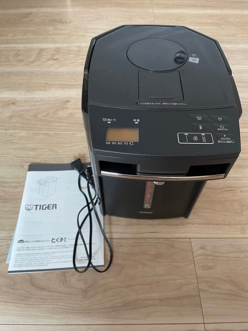 TIGER 電気ポット ブラック　とく子さん　PIM-G300K とく子さん 爆買 電気ポット 3リットル タイガー おしゃれ 蒸気レス
