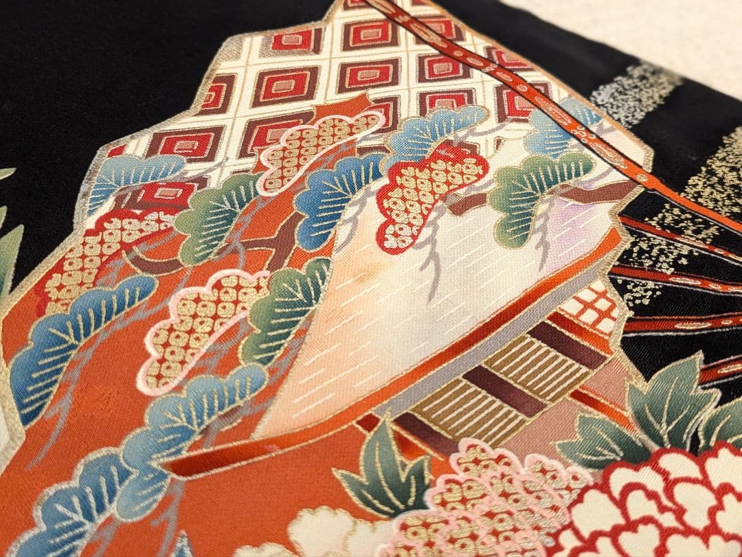 Kyoka様 振袖フルセット 身丈169裄65 豪華振袖 金彩 暈し染め 黒