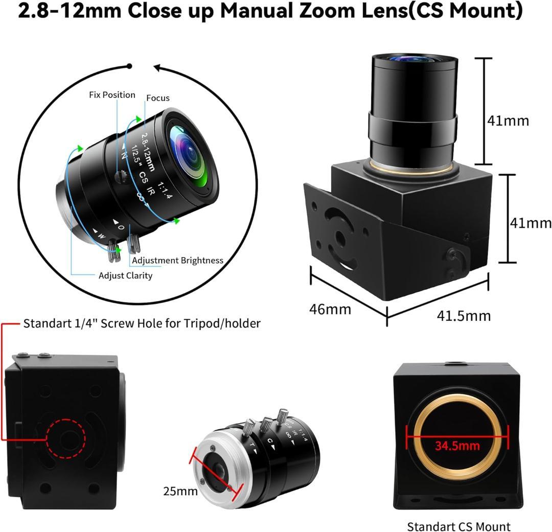 ELP 5メガピクセル USBカメラ 2.8-12mm 4倍望遠光学レンズ - メルカリ
