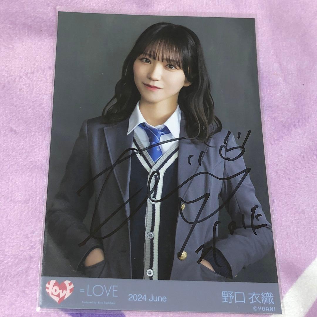 野口衣織 直筆 生写真 君の第3ボタン② チュウ イコラブ =LOVE