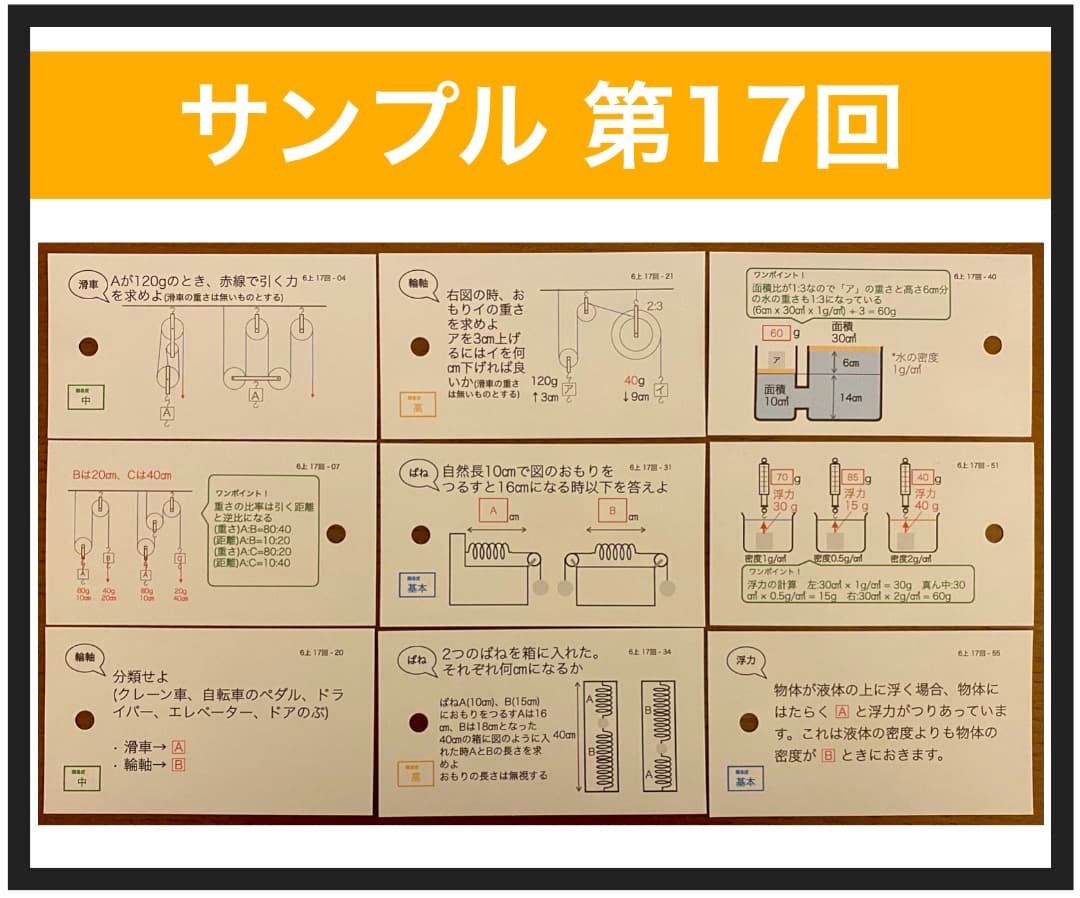 中学受験【6年上 理科 全セット1-17回】暗記カード 予習シリーズ 組
