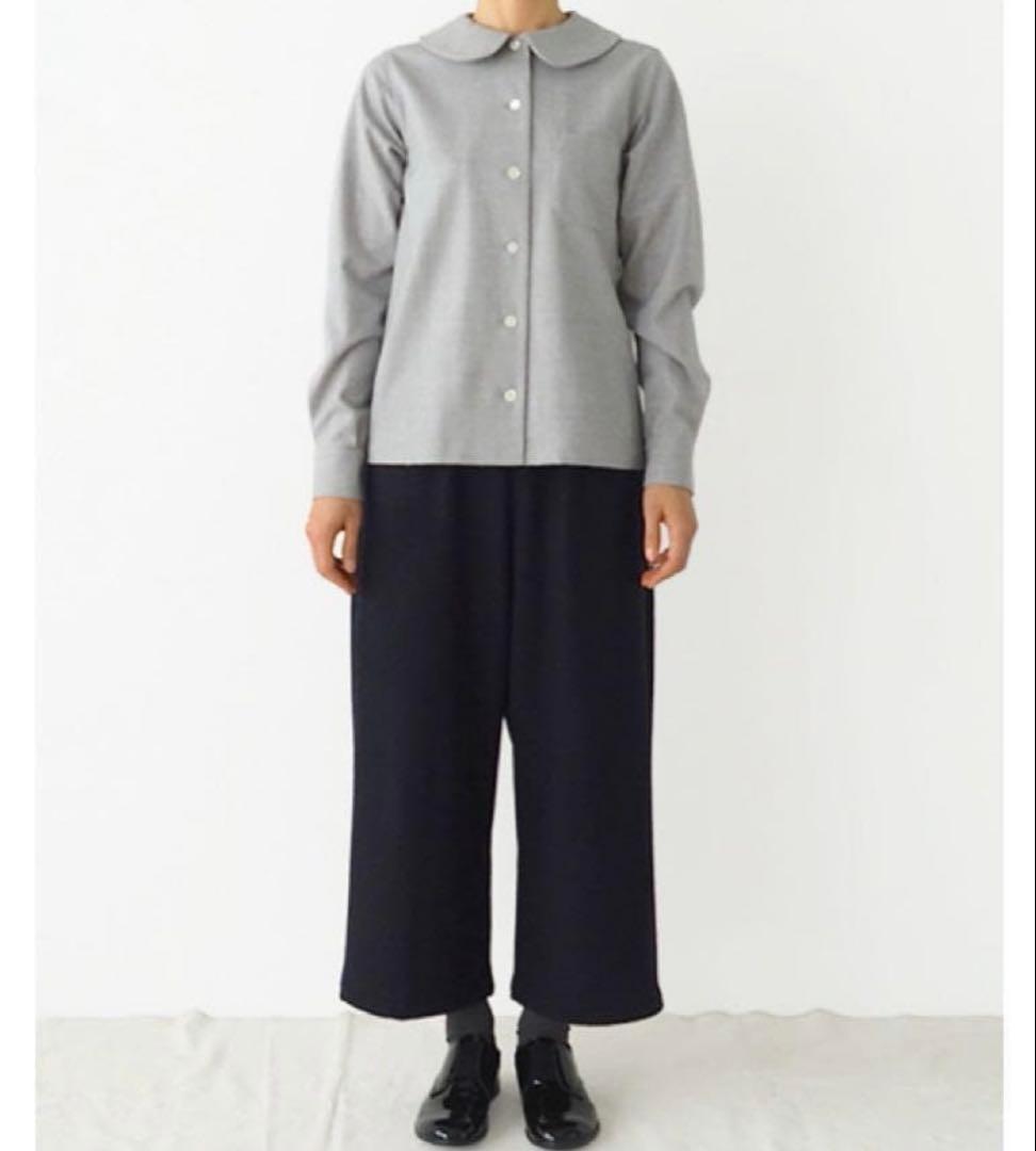 a. エー・ドット 日本製 大橋歩 丸襟 シャツ グレー 長袖 S ウール混