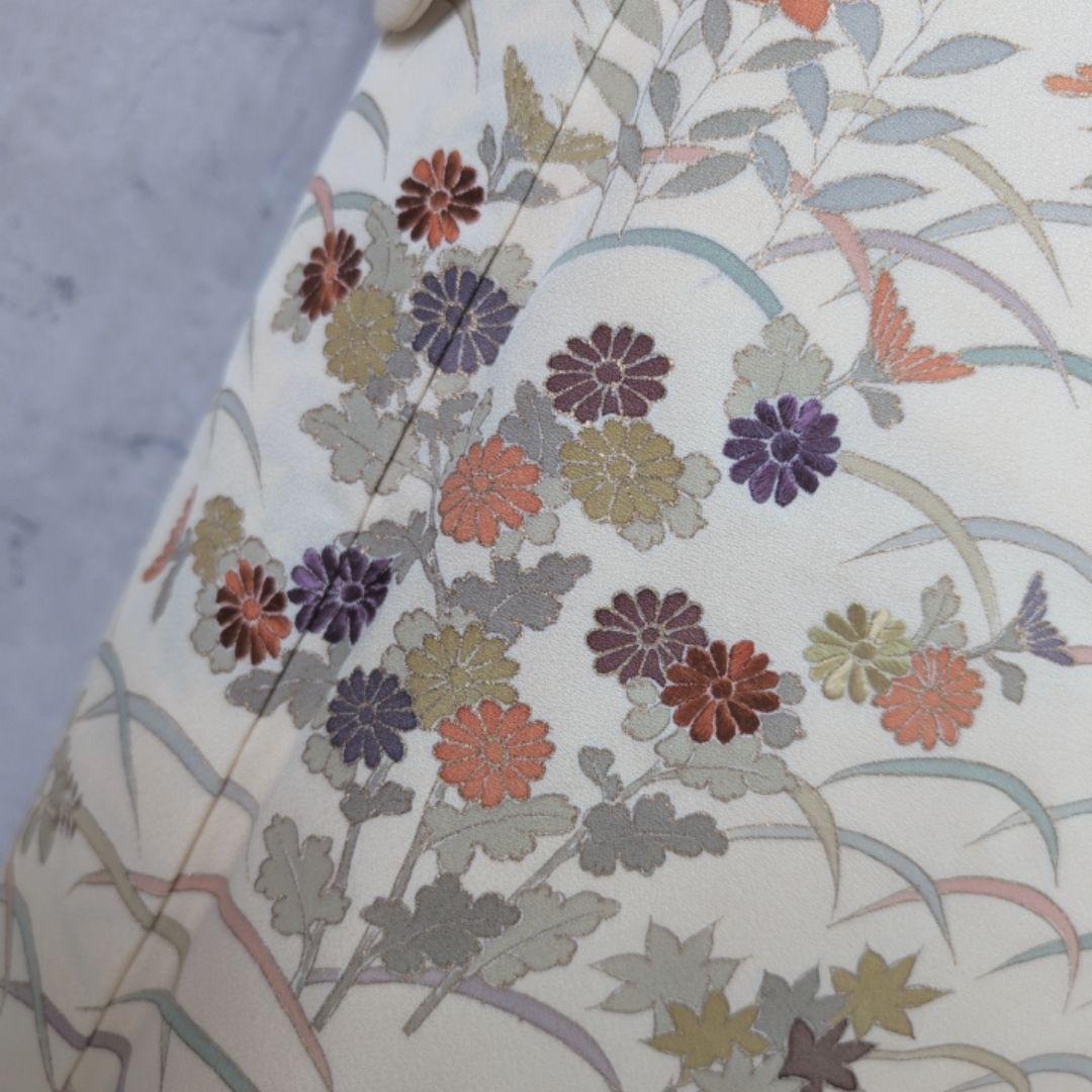 訪問着 フルセット 着物 正絹 花 刺繍 金彩加工 しつけ糸 祝い事 O9