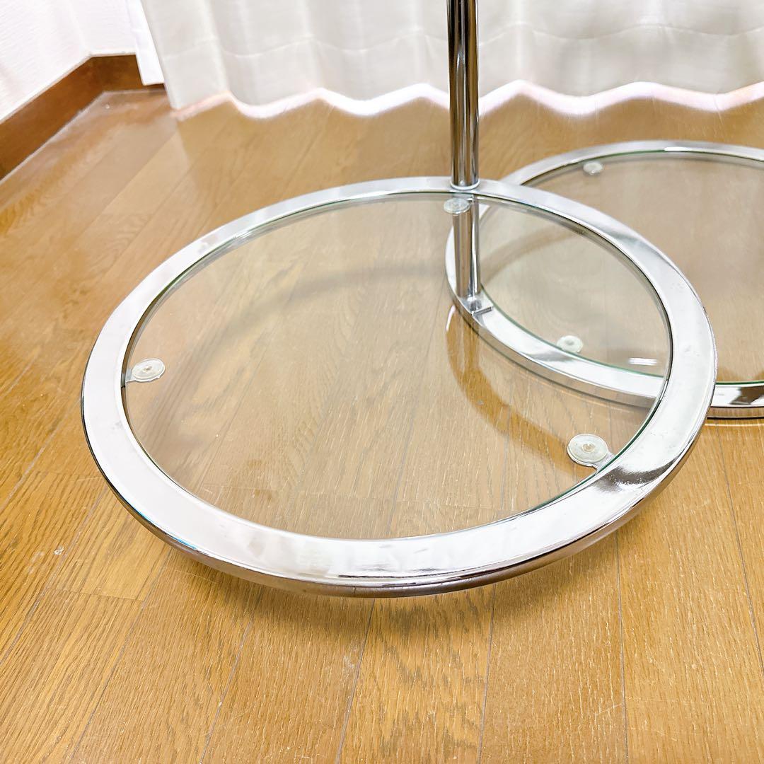 ミッドセンチュリー ラウンドテーブル 可変式 4段 強化ガラス - メルカリ