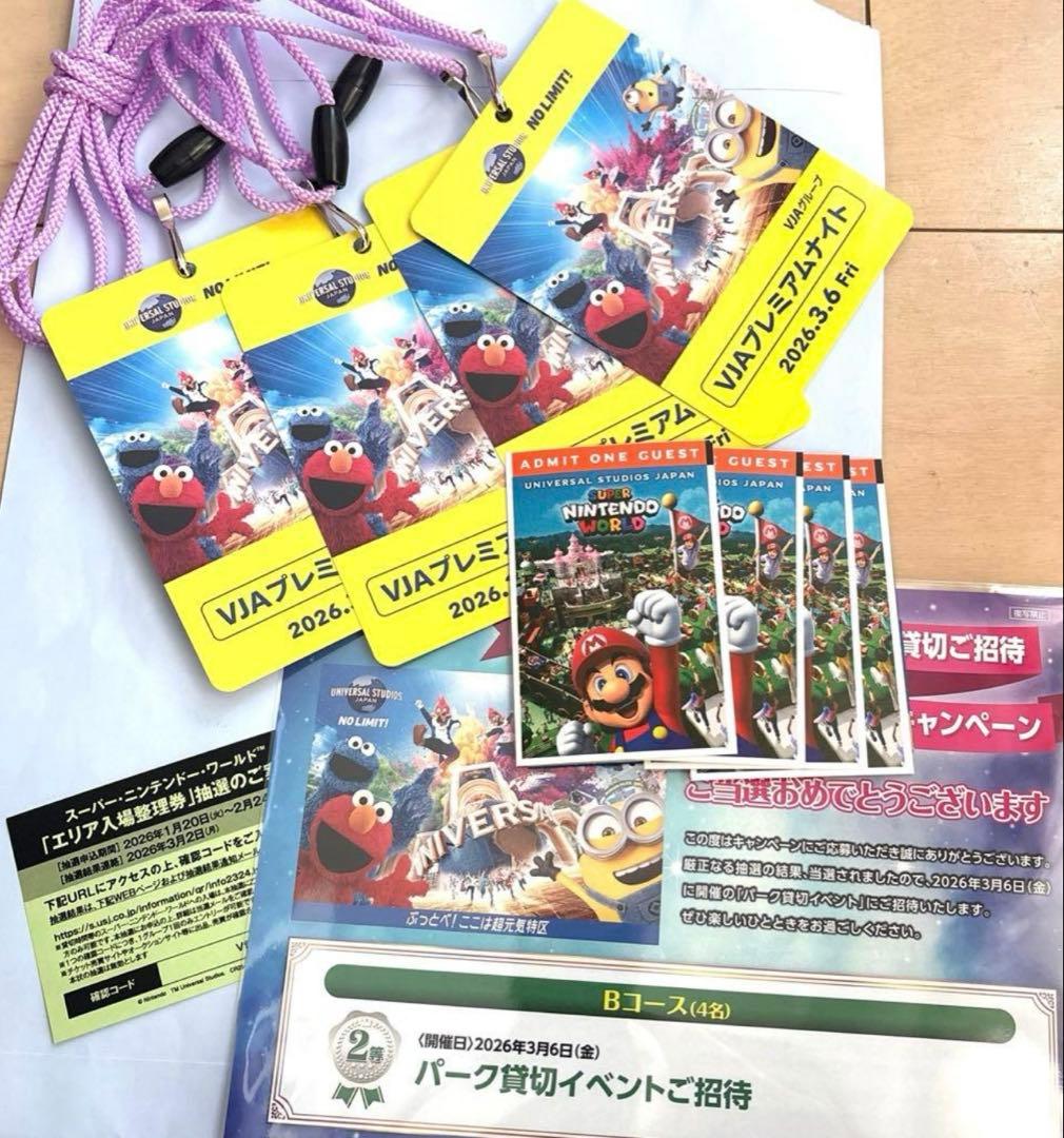3/6 ユニバーサルスタジオジャパン 貸切ナイト 招待チケット4枚 貸切