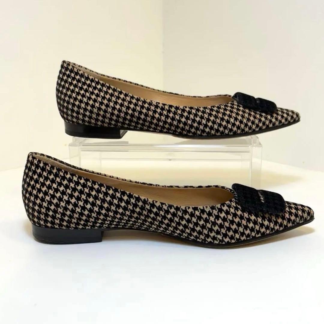 最終価格‼️(美品)ペリーコ 千鳥格子 フラットパンプス 23.5cm
