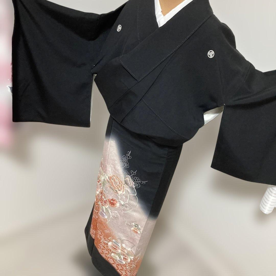 豪華刺繍正絹黒留袖袖フルセットお探しの方 西陣織袋帯 牡丹 駒刺繍 銀