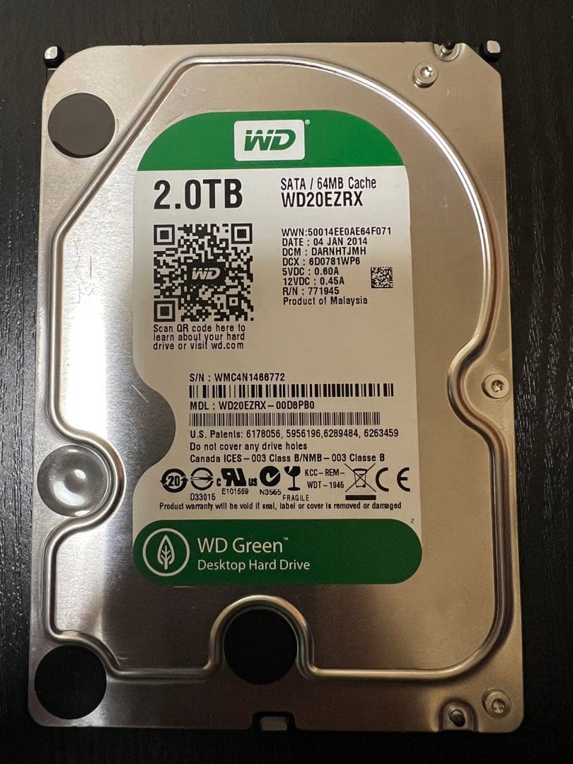 ハードディスク 4.0TB / 2.0TB / 1.0TB / 1.0TB。