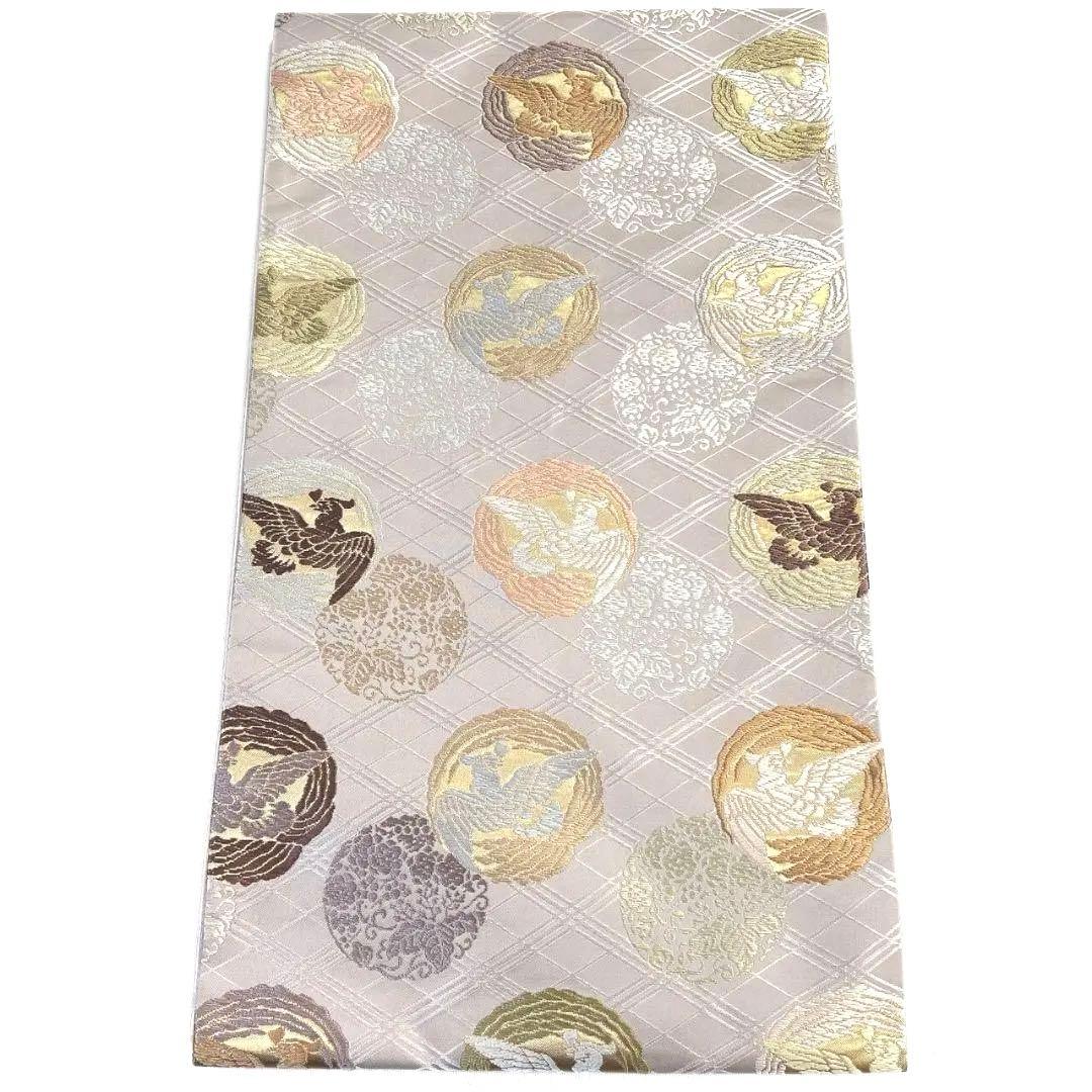 袋帯 唐織 格子 鳥紋 花紋 金糸 着物 054a p - メルカリ