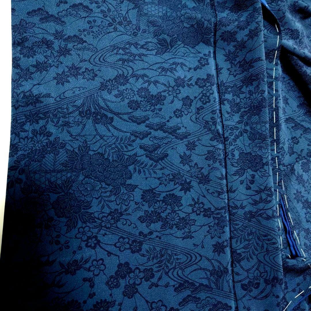 未使用 しつけ糸なし】 正絹 小紋 袷 ますいわ屋謹製 正絹 本藍染