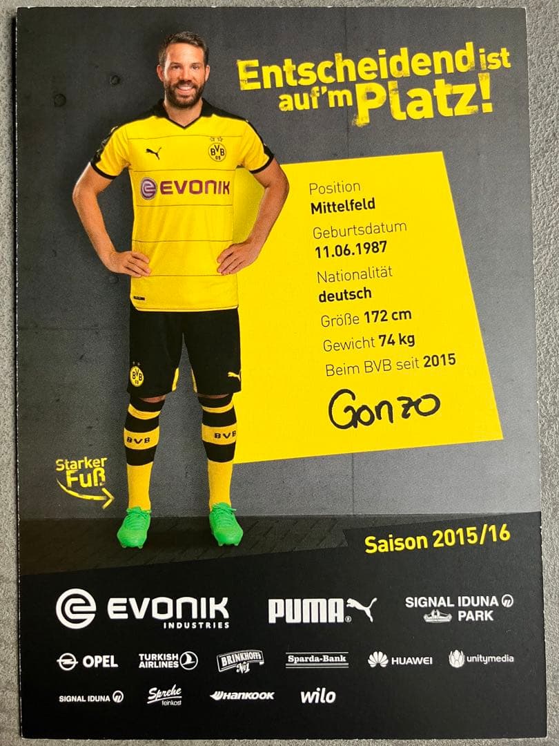 ゴンサロ・カストロ ドルトムント発行直筆サイン入りオフィシャル