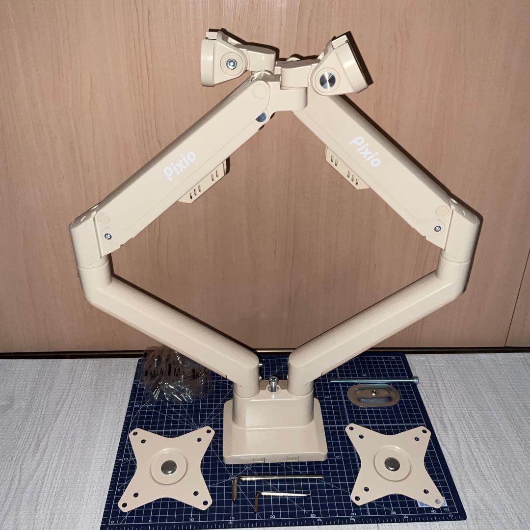 Pixio PS1D Waveデュアルモニターアームベージュ【使用2週間・美品】 PSW1DBE モニターアーム デュアル / ベージュ | Pixio