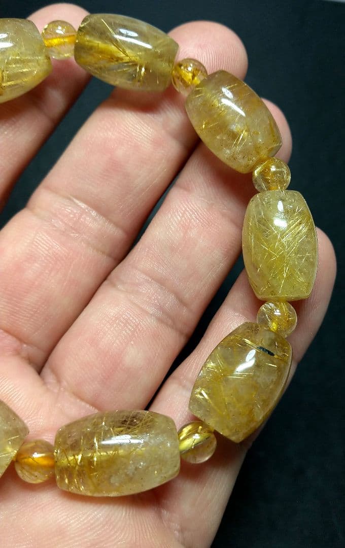 専用【お手頃品質】ゴールドルチルクォーツ《樽型》ブレスレット　珍品　希少