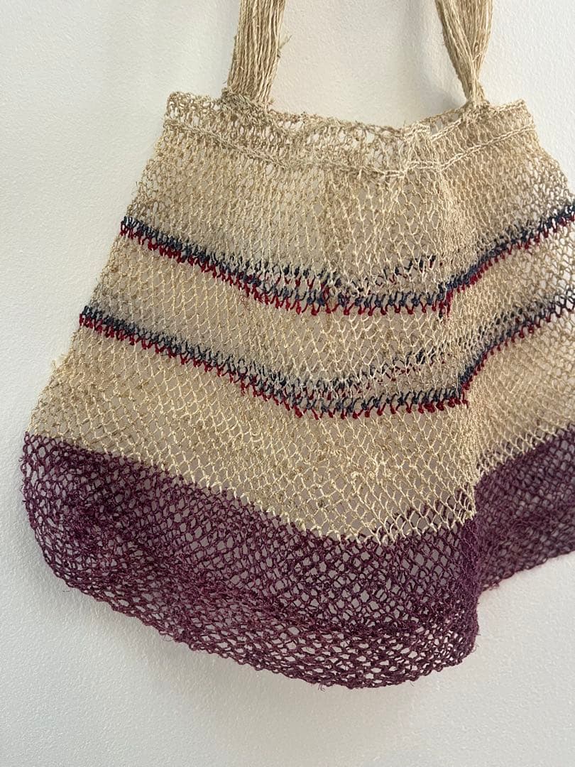 ラオス 少数民族 手紡ぎ葛繊維 メッシュバッグ 葛バッグ