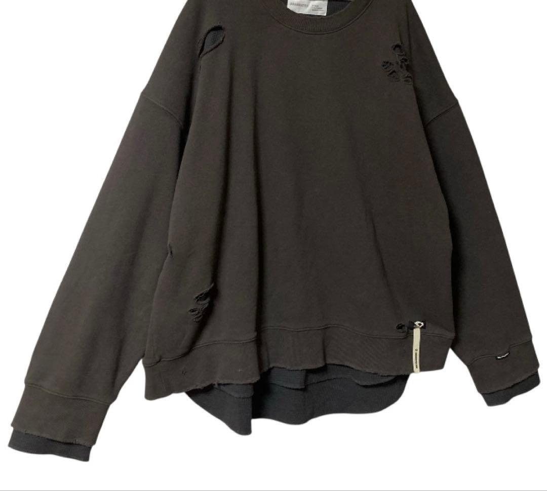 美品‼︎ ADAM PATEK ダメージ加工 スウェット トレーナー ワッフル重着