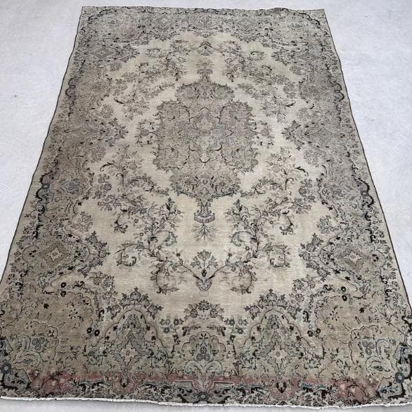 トルコヴィンテージラグ A76超大判 最高級 レア カイセリ グレージュ