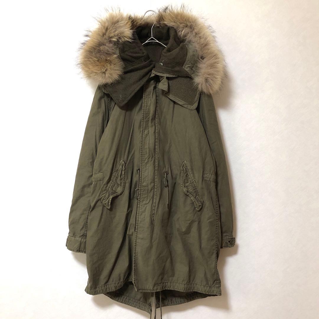 ゴア】モッズコート ミリタリー キルトインナー ラクーンファー 脱着