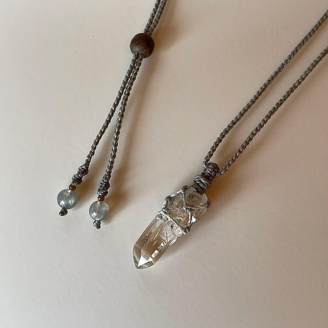 ヒマラヤ水晶 ガネッシュヒマール ＊ マクラメペンダント ネックレス