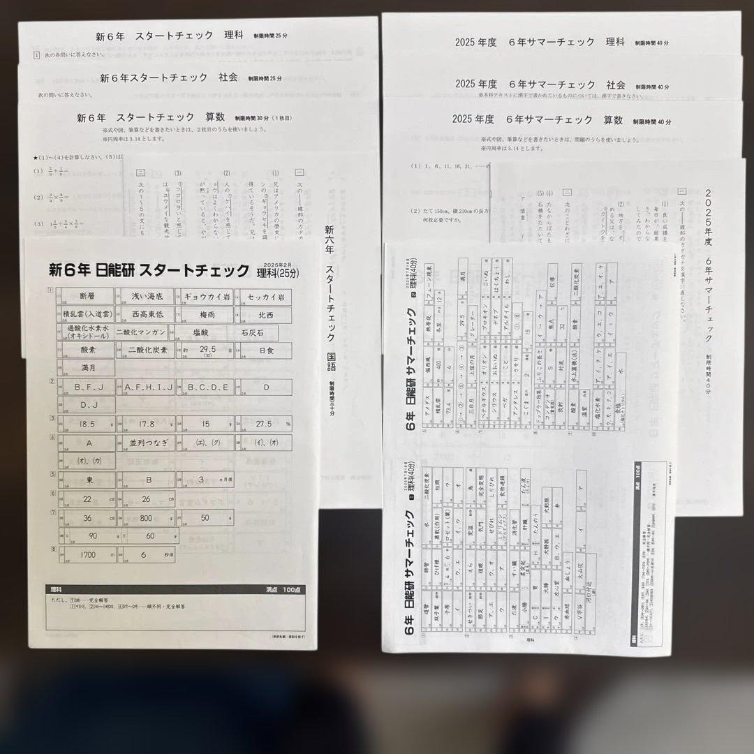 日能研 6年 スタートチェック、サマーチェック - メルカリ