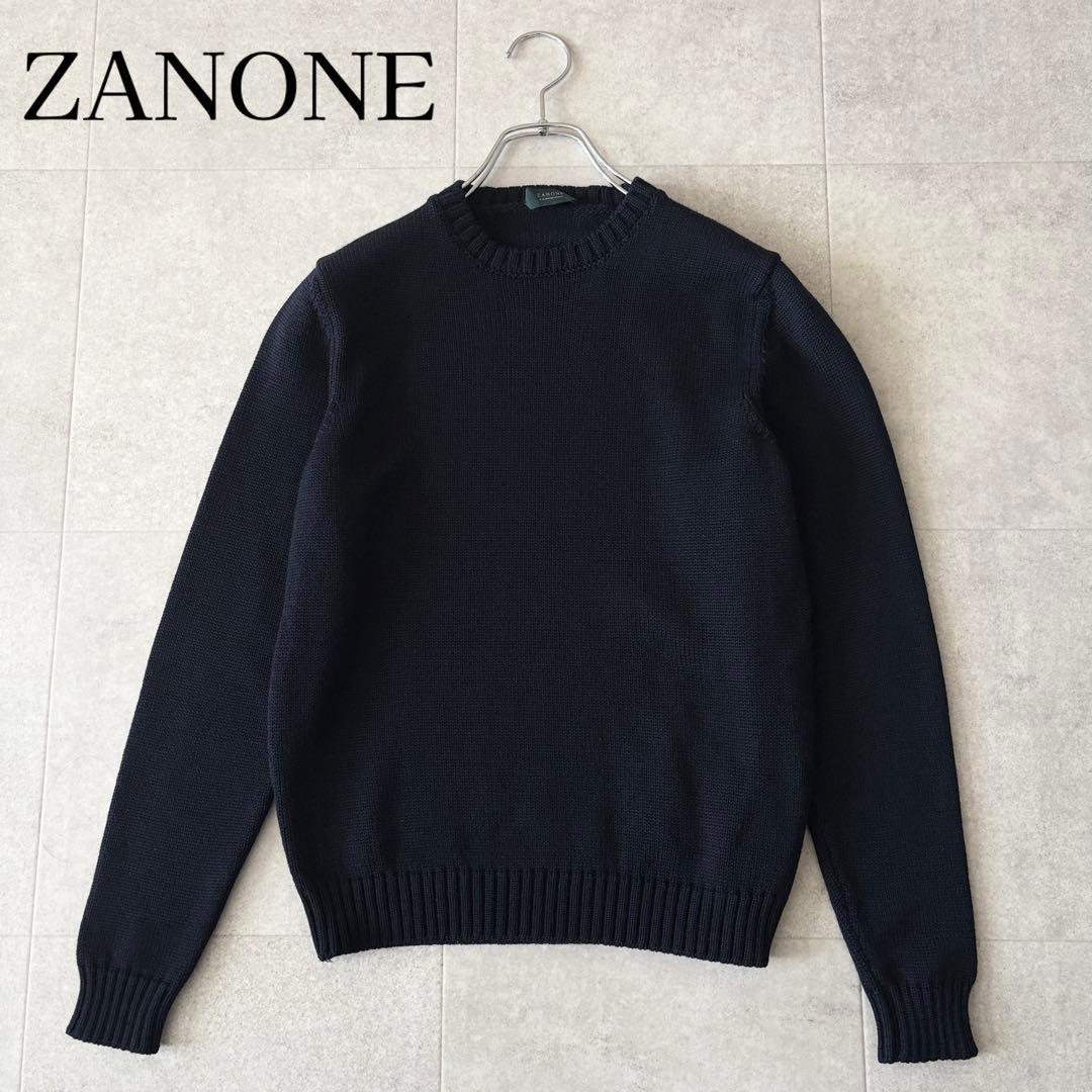 極美品✨️ザノーネ 5Gクルーネックニット 46 ダークネイビー ミドル