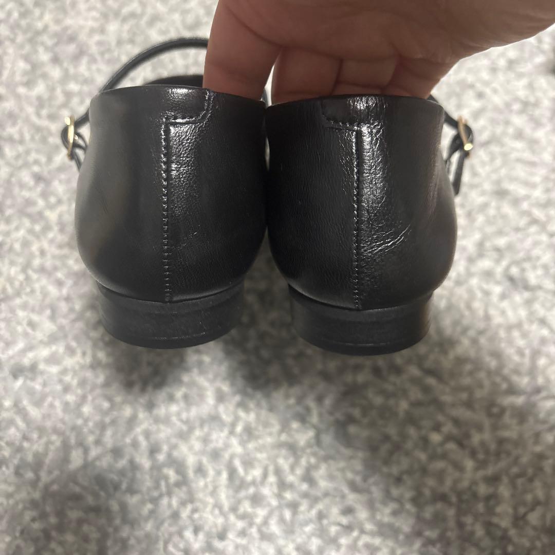 【試着のみ】HIMIKO メリージェーンフラットパンプス ブラック 24.0cm