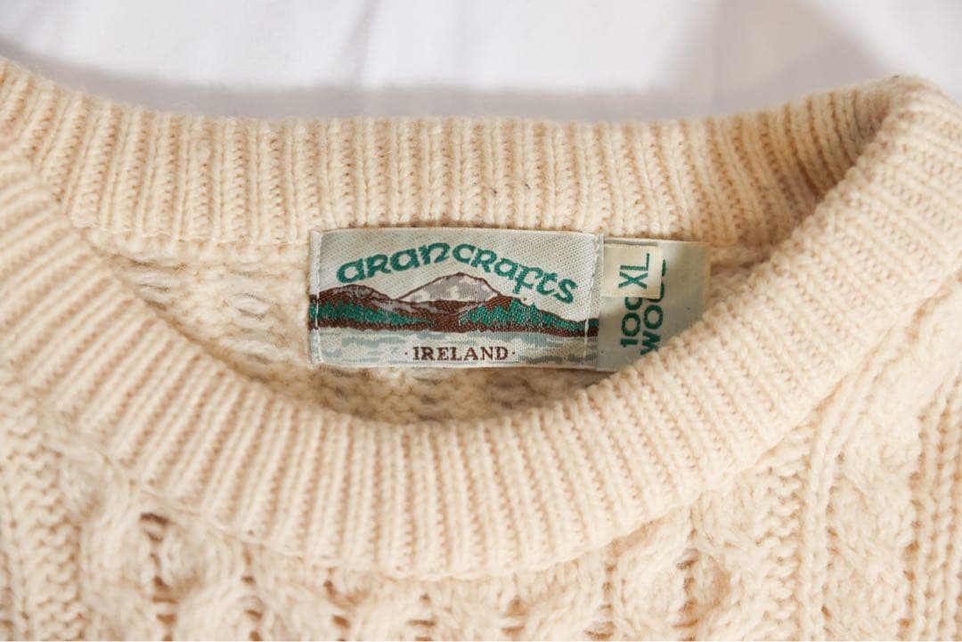 アイルランド製 アランクラフト ウールニット フィッシャーマン XL