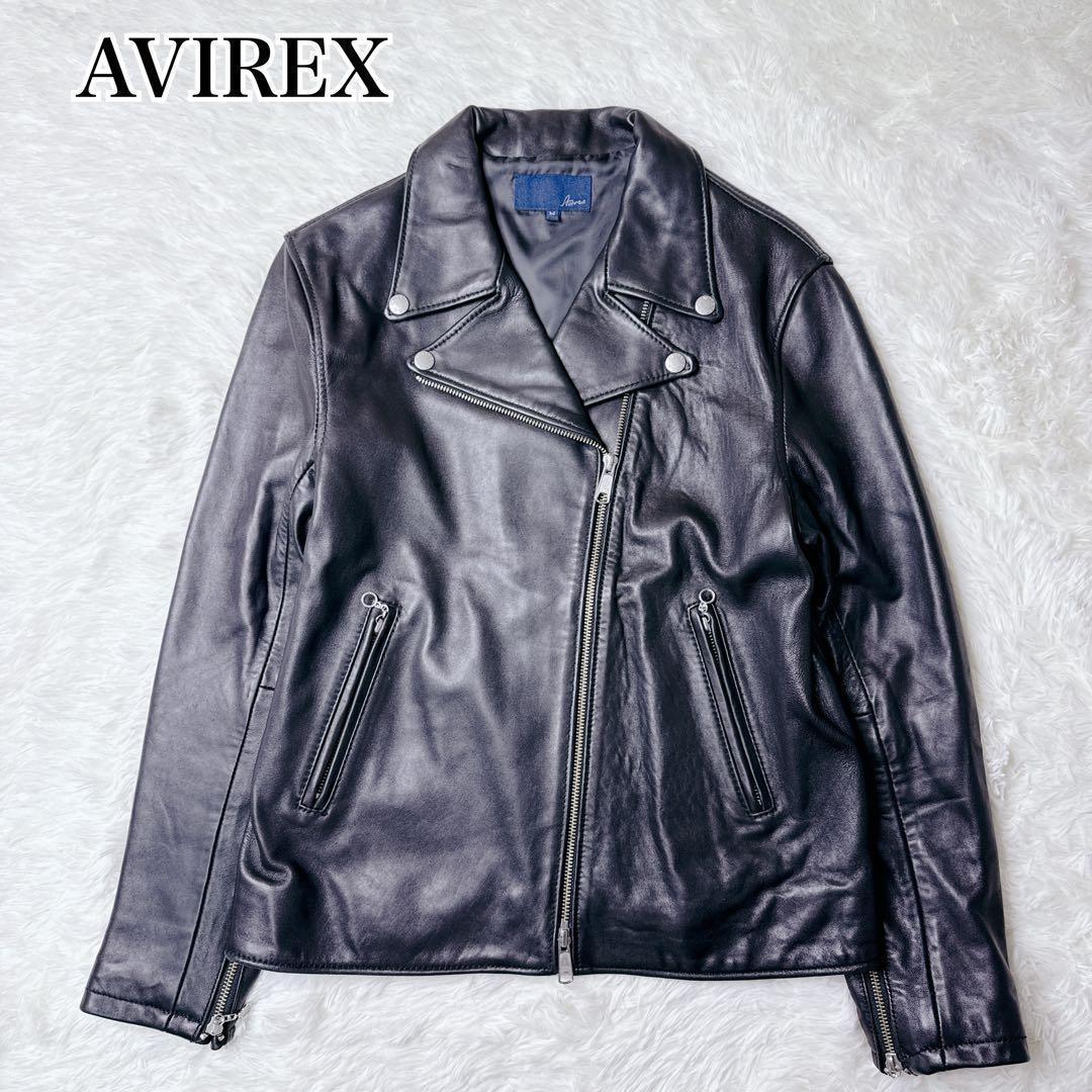 ✨美品✨ AVIREX レザー ジャケット 羊革 ラムレザー M ライダース