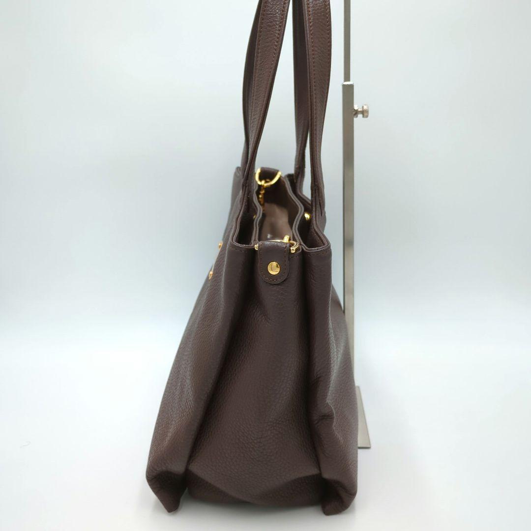 極美品 ATAO アタオ 2wayショルダーバッグ A4サイズ シボ ブラウン
