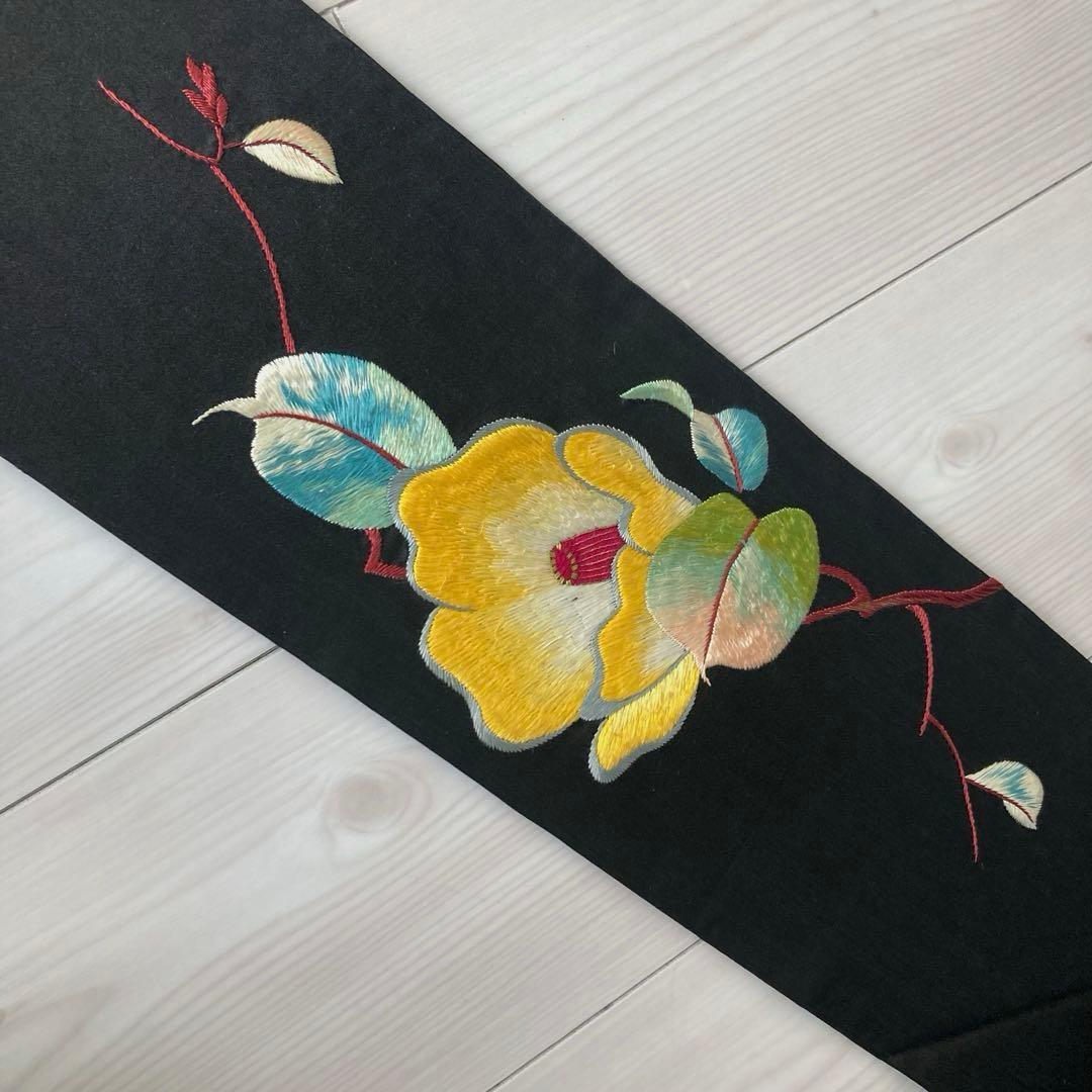 ニコニコ^ ^様専用 アンティーク名古屋帯 椿の刺繍 上質 大正ロNo.7-28