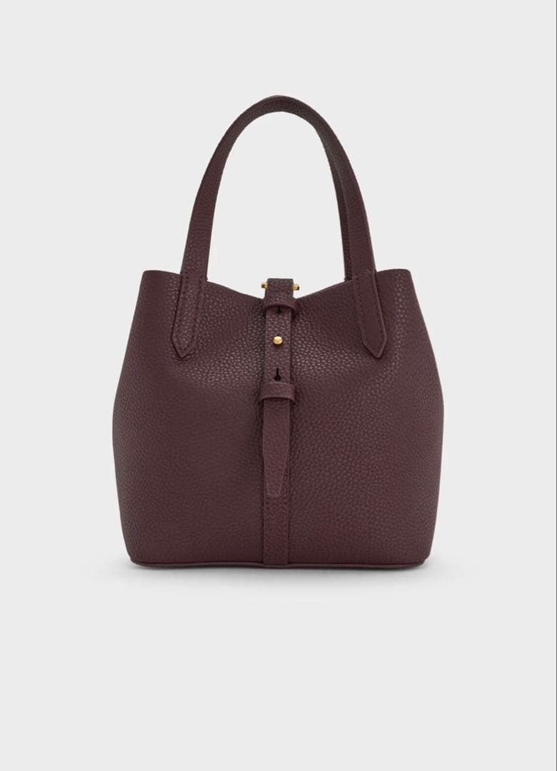 CHARLES&KEITH ベリルリサイクルレザーバケツバッグワインベリーレッド CHARLES & KEITH Beryl ベリル リサイクルレザーバケツバッグ