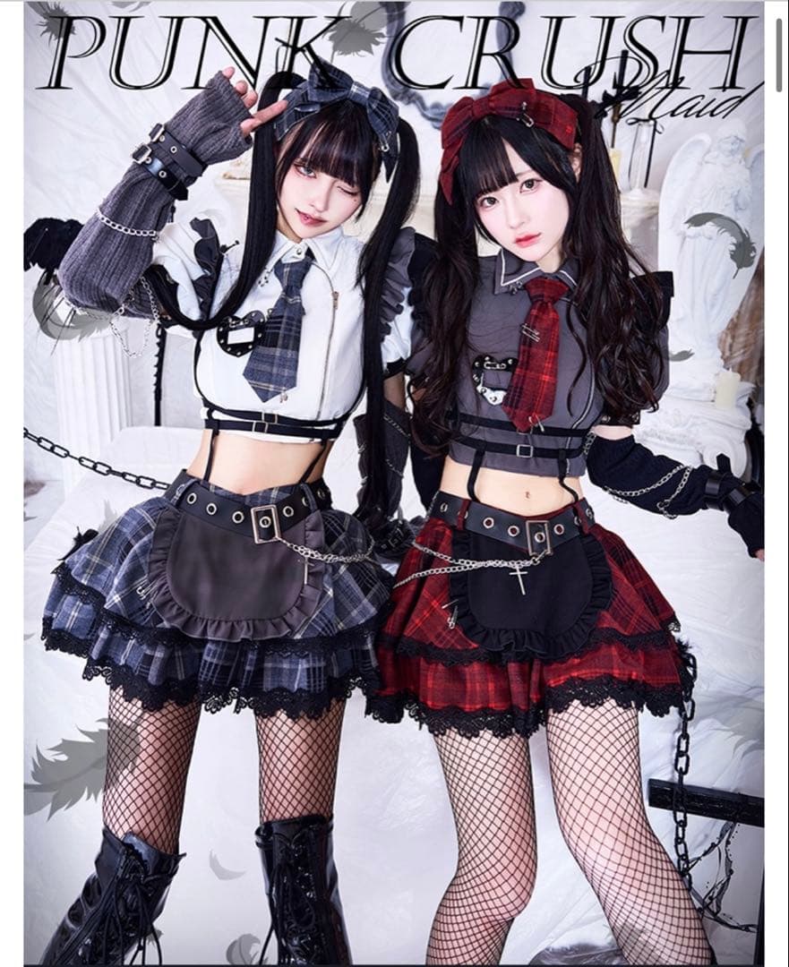 ガーリーチェックパンククラッシュメイド 赤 テオドールコラボ マリー