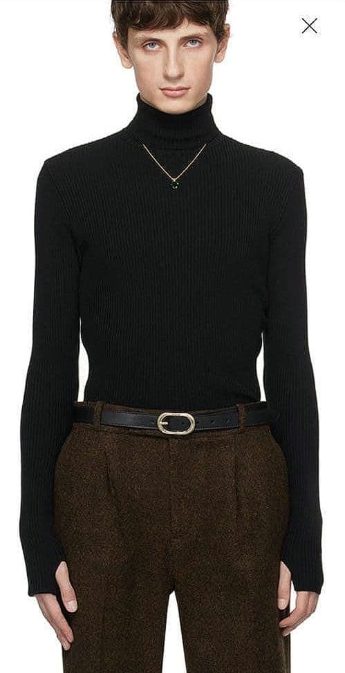 ernest w baker ブラックリブ編み タートルネック セーター ニット ernest-w-baker-black-mock-neck